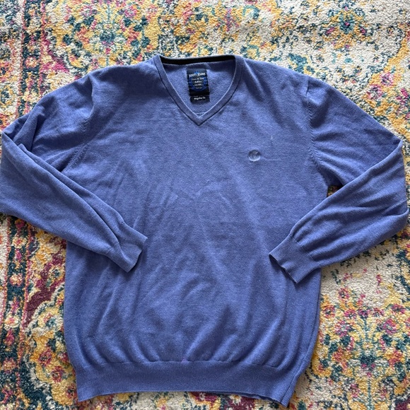 Vintage Oversized V-Neck Sweater Casual Preppy Knit - Picture 4 of 5